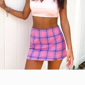 Princess Polly Pink Plaid Mini Skirt Size Women’s 4